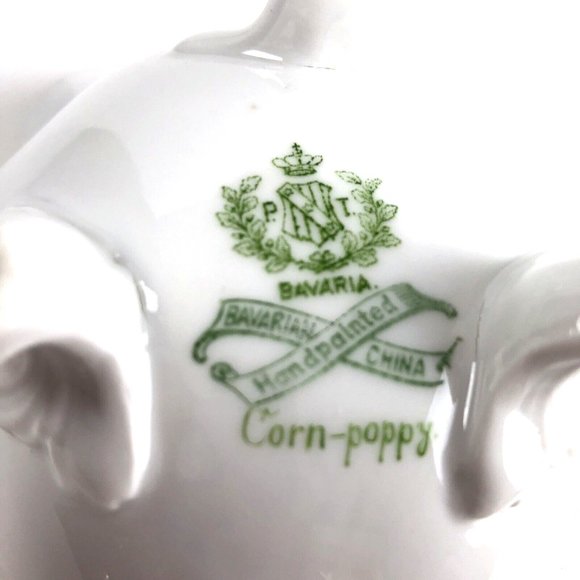 PT Bavaria Antique Trischenreuth Hand Painted Corn Poppy Bowl Scalloped 2.5  x 6 - Picture 9 of 9